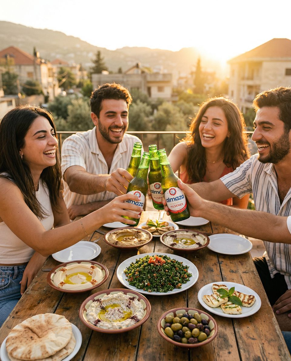 Mezze terrace at golden hour: AI-generated concept image