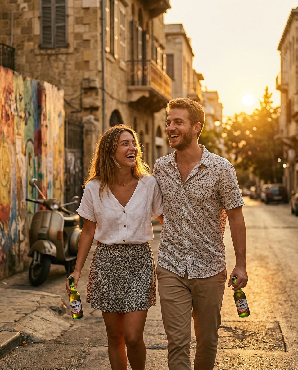 Beirut street, golden hour: AI-generated concept image